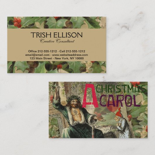 Ghost of Christmas Present Illustratie Scrooge Visitekaartje (Voorkant / Achterkant)