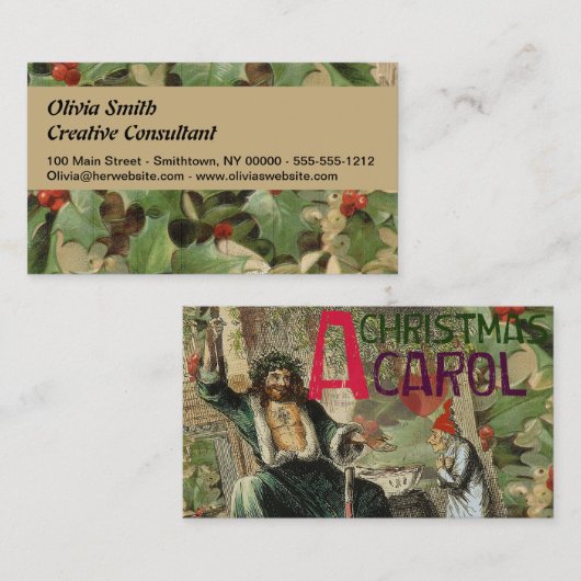 Ghost of Christmas Present Illustratie Scrooge Visitekaartje (Voorkant / Achterkant)