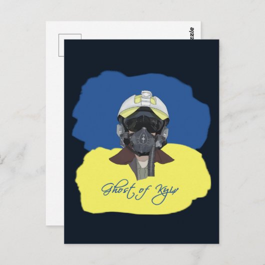 Ghost of Kiev. Piloot verdediger van Kiev. Briefkaart (Voorkant / Achterkant)