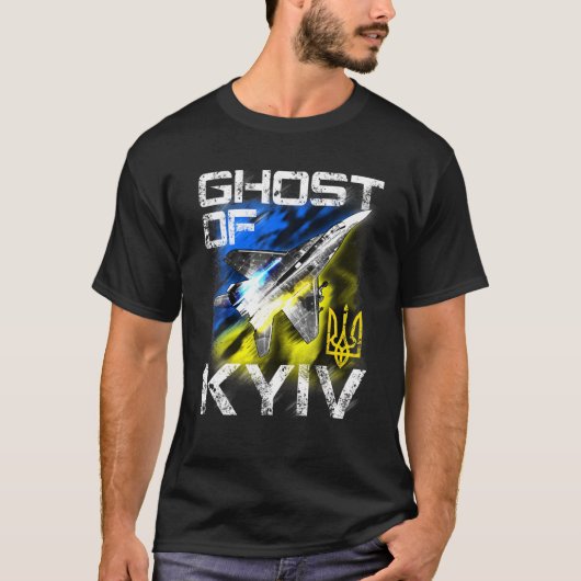 Ghost of KYIV Ukraine Fighter Jet I support Ukrain T-shirt (Voorkant)