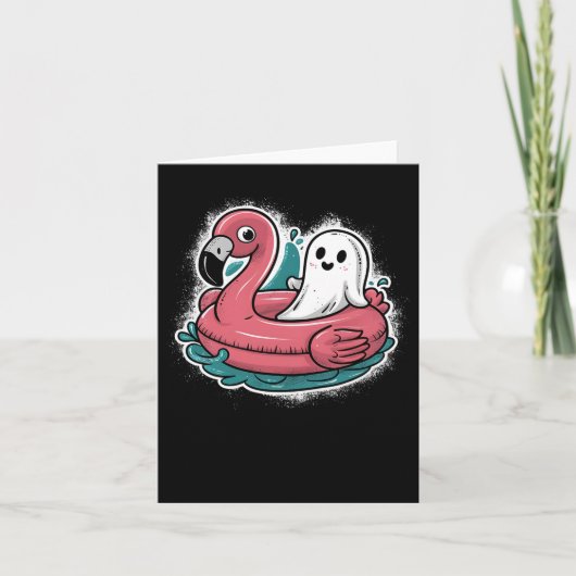 Ghost op een zwembad Grappige Spooky Zomer tussen  Kaart (Voorkant)