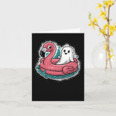 Ghost op een zwembad Grappige Spooky Zomer tussen  Kaart (Gele Bloem)