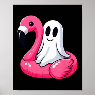 Ghost op een zwembad Grappige Spooky Zomer tussen Poster