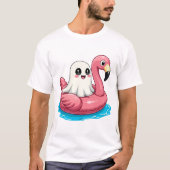 Ghost op een zwembad Grappige Spooky Zomer tussen  T-shirt (Voorkant)