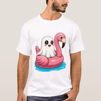 Ghost op een zwembad Grappige Spooky Zomer tussen  T-shirt