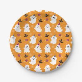 Ghost Oranje Pattern Halloween Birthday Party Kind Papieren Bordje