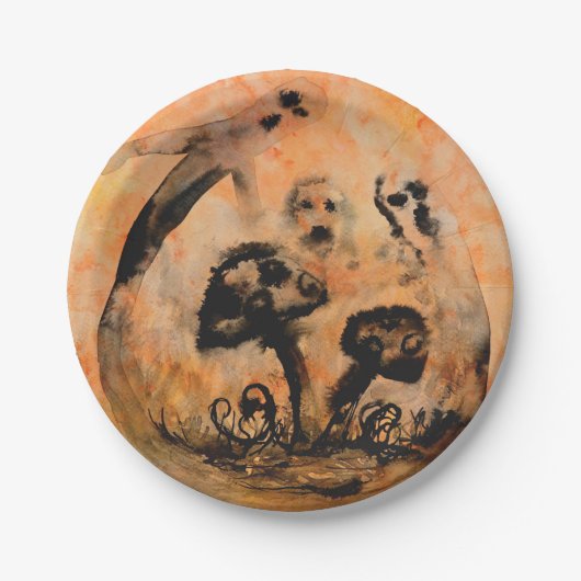 Ghost paddenstoelen Papierpapier Borden Papieren Bordje (Voorkant)