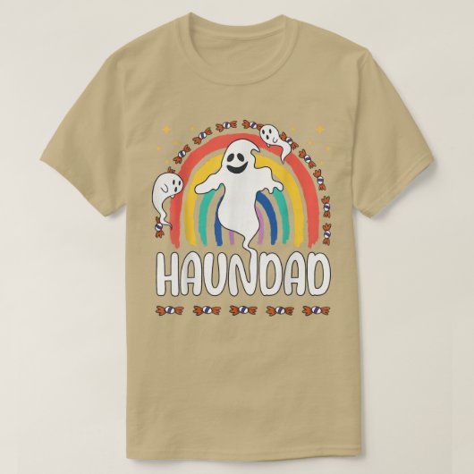 Ghost Papa Dad Funny Family Rainbow Costume Hallo T-shirt (Design voorkant)