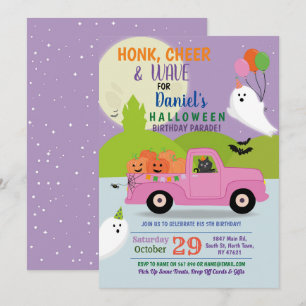 Ghost Party Birthday Parade Drive by Pink Truck Kaart
