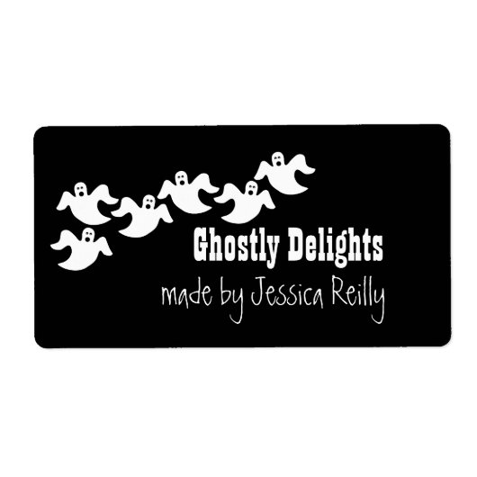 Ghost Party Halloween Baking Labels, zwart Etiket (Voorkant)