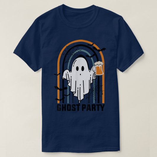 Ghost Party, Halloween Drinking Ghost, Retro Vinta T-shirt (Design voorkant)