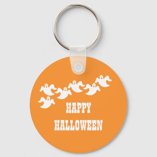 Ghost Party Halloween Sleutelhanger, Oranje Sleutelhanger (Voorkant)