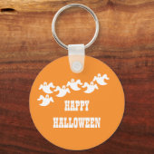 Ghost Party Halloween Sleutelhanger, Oranje Sleutelhanger (Voorkant)