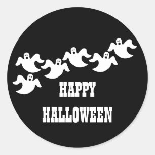 Ghost Party Halloween Stickers, zwart Ronde Sticker