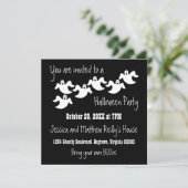 Ghost Party Halloween Uitnodiging, zwart Kaart (Staand voorkant)