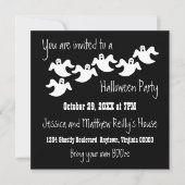 Ghost Party Halloween Uitnodiging, zwart Kaart (Voorkant)