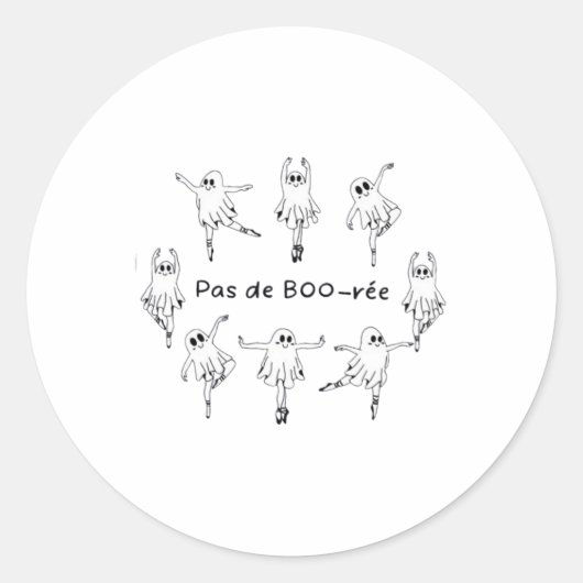 Ghost Pas De Boo-rée Balletdanser Spooky Hallowee Ronde Sticker (Voorkant)