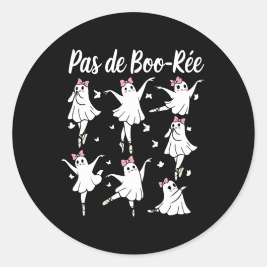 Ghost Pas De Boo-rée Llet Dancer Spooky Halloween Ronde Sticker (Voorkant)