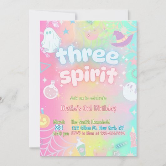 Ghost Pastel Neon Glow 3e verjaardag Halloween Kaart (Voorkant)