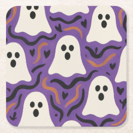 Ghost Pattern Halloween Kartonnen Onderzetters