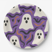 Ghost Pattern Halloween Papieren Bordje (Voorkant)