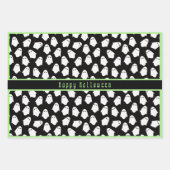 Ghost Pattern Happy Halloween Aangepaste tekst Inpakpapier Vel (Voorkant 2)