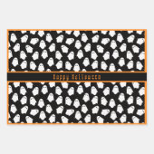 Ghost Pattern Happy Halloween Aangepaste tekst Inpakpapier Vel (Voorkant)