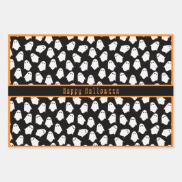 Ghost Pattern Happy Halloween Aangepaste tekst Inpakpapier Vel