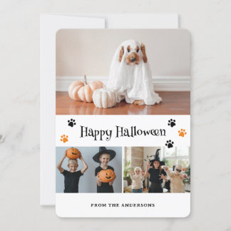 Ghost Paw Afdrukken Foto Halloween Kaart