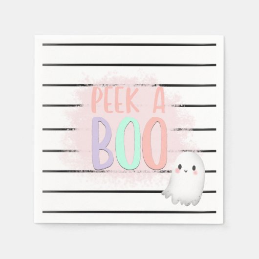 Ghost Peek A Boo Pastel Roze Halloween Verjaardag Servet (Voorkant)