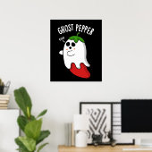 Ghost Pepper Funny Chili Pun Dark BG Poster (Thuiskantoor)