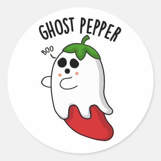Ghost Pepper Funny Chili Pun Ronde Sticker (Voorkant)