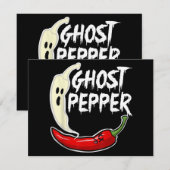 Ghost Pepper Funny Spicy Hot Halloween Ghost Peppe Bedankkaart (Voorkant / Achterkant)