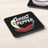 Ghost Pepper Funny Spicy Hot Halloween Ghost Peppe Bier Onderzetter (Linkerzijde)