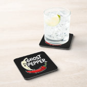 Ghost Pepper Funny Spicy Hot Halloween Ghost Peppe Bier Onderzetter (Rechterzijde)