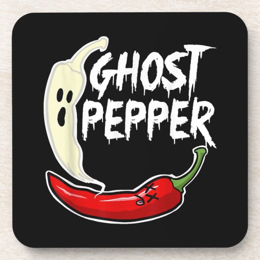 Ghost Pepper Funny Spicy Hot Halloween Ghost Peppe Bier Onderzetter (Voorkant)