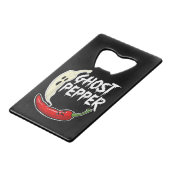 Ghost Pepper Funny Spicy Hot Halloween Ghost Peppe Creditkaart Flessenopener (Voorkant Gekanteld)