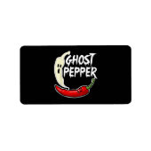 Ghost Pepper Funny Spicy Hot Halloween Ghost Peppe Etiket (Voorkant)