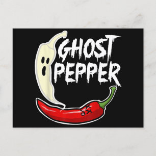 Ghost Pepper Funny Spicy Hot Halloween Ghost Peppe Feestdagenkaart
