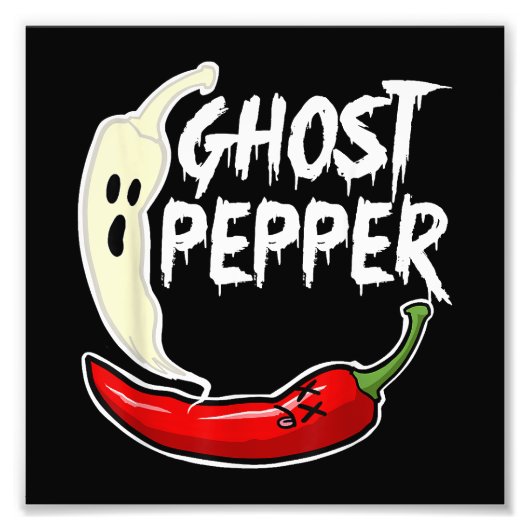 Ghost Pepper Funny Spicy Hot Halloween Ghost Peppe Foto Afdruk (Voorkant)