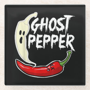 Ghost Pepper Funny Spicy Hot Halloween Ghost Peppe Glazen Onderzetter