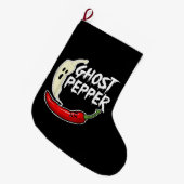 Ghost Pepper Funny Spicy Hot Halloween Ghost Peppe Grote Kerstsok (Voorkant (Hangend))