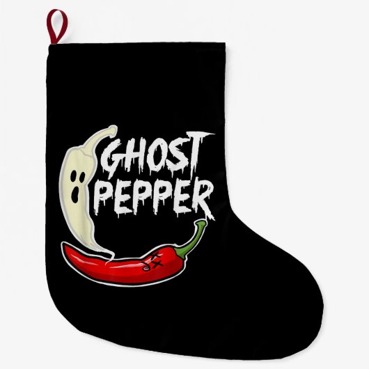 Ghost Pepper Funny Spicy Hot Halloween Ghost Peppe Grote Kerstsok (Voorkant)