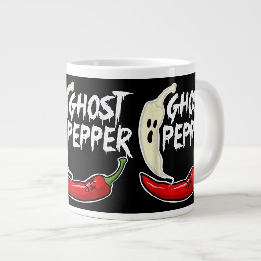 Ghost Pepper Funny Spicy Hot Halloween Ghost Peppe Grote Koffiekop (Voorkant rechts)