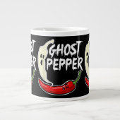 Ghost Pepper Funny Spicy Hot Halloween Ghost Peppe Grote Koffiekop (Voorkant)