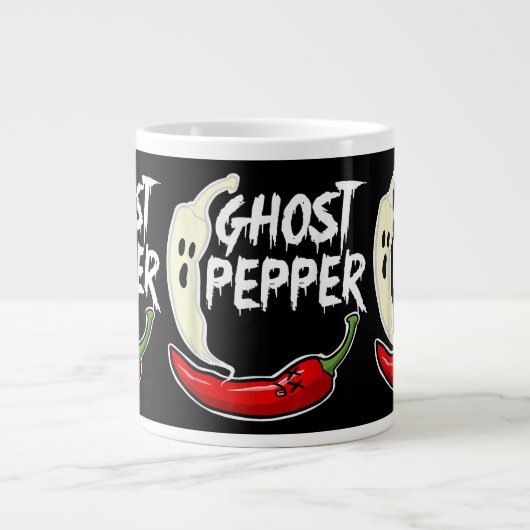 Ghost Pepper Funny Spicy Hot Halloween Ghost Peppe Grote Koffiekop (Voorkant)