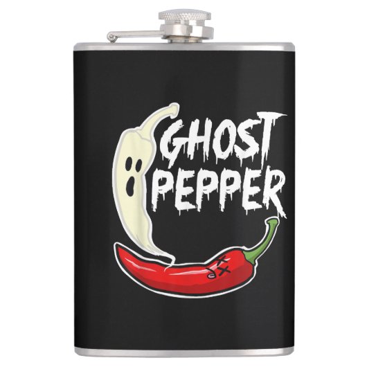 Ghost Pepper Funny Spicy Hot Halloween Ghost Peppe Heupfles (Voorkant)
