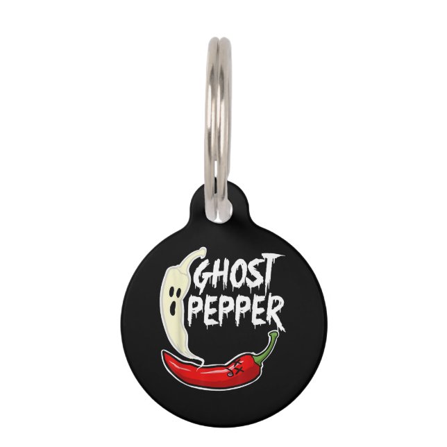 Ghost Pepper Funny Spicy Hot Halloween Ghost Peppe Huisdierpenning (Voorkant)