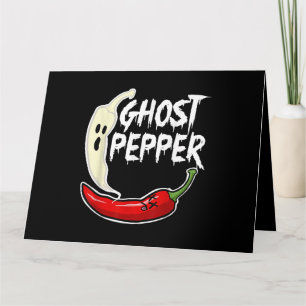 Ghost Pepper Funny Spicy Hot Halloween Ghost Peppe Kaart