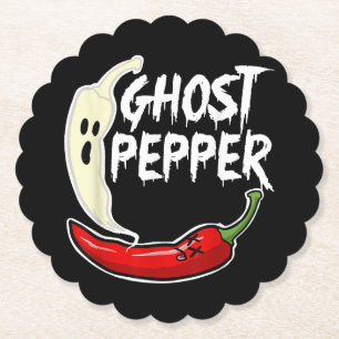 Ghost Pepper Funny Spicy Hot Halloween Ghost Peppe Kartonnen Onderzetters